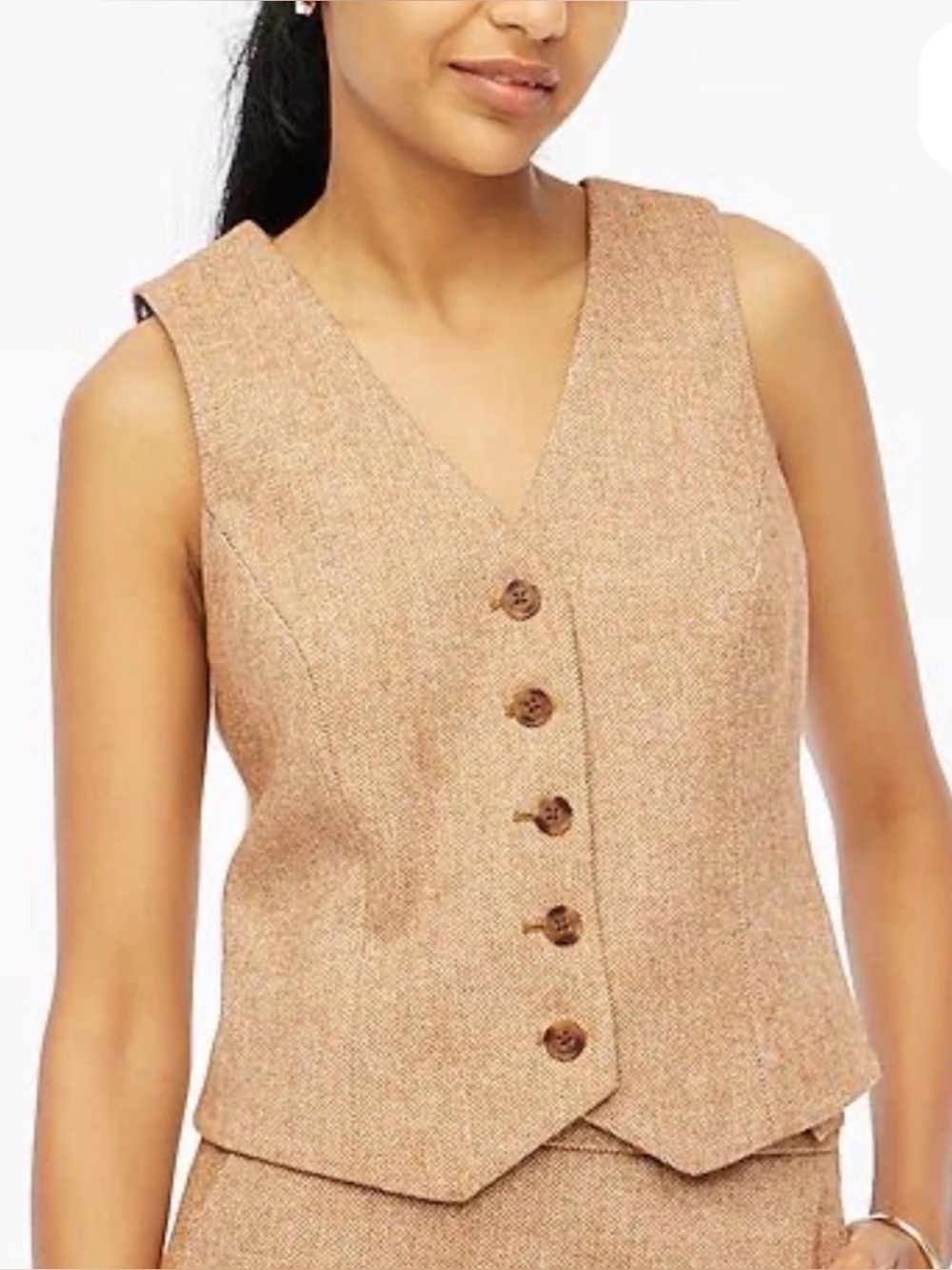 J. Crew Camel Herringbone Wool Tailored Vest Waistcoat 8 Dark Academia Preppy